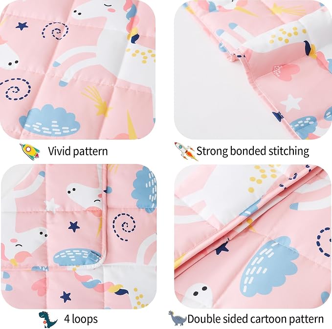 Pink Unicorn Weighted Blanket 2lbs Small Weighted Lap Pad Gifts, 20"x30" | Unicorn Heavy Throw Blanket, Breathable Cooing Mini Pink Blanket, 2lbs Small Lap Blanket Birthday Gift for Lovely One