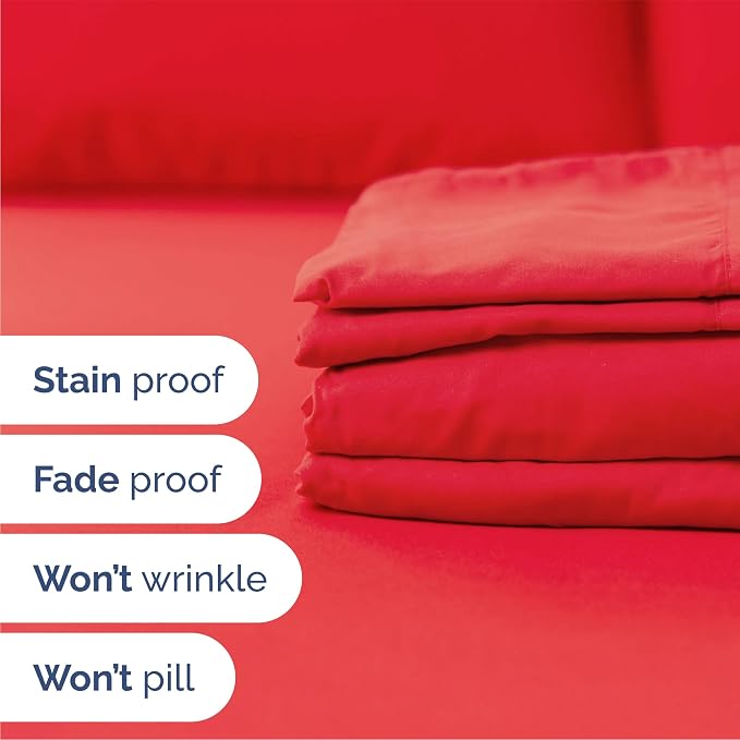 Queen 6 Piece Bed Sheet Set - Comfy, Breathable & Cooling Sheets - Red | Ultra-Soft Hotel Luxury Bedding Set w/ 8-16 Inch Deep Pockets, 1 Flat & 1 Fitted Sheet & 4 Pillowcases, Wrinkle & Fade Free