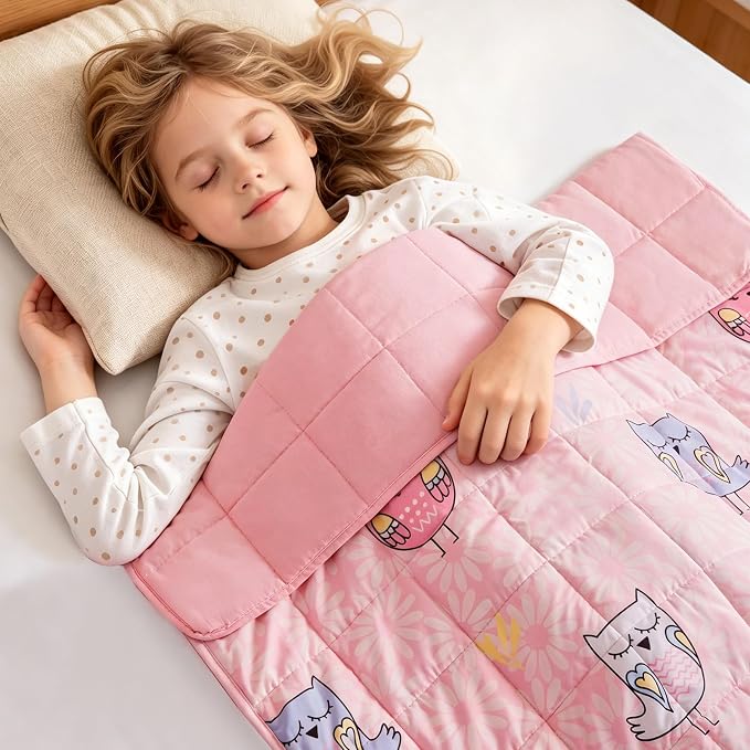 Weighted Blanket - 5 lbs Pink Owl Heavy Blanket - Small Size Breathable Lap Blanket(36 * 48 inches, 5 lbs)