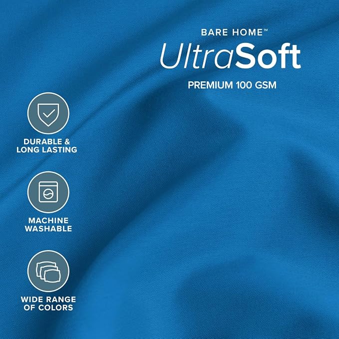 Bare Home Split King Sheet Set - 1800 Ultra-Soft (Split King, Medium Blue) | Deep Pockets 6 to 15 Inches, Breathable, Hypoallergenic, Hotel Luxury, Easy Fit, Soft, All-Season
