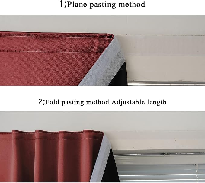 AJAZZ 100% Window Blinds Blackout Portable Black Out Curtains Adhesive Curtains for Living Room No Drilling (Burgundy, 47" W x 63" L 1 Panel)