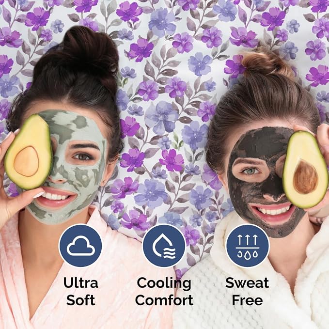 Full 4 Piece Floral Sheet Set - Soft, Breathable & Cooling - Purple Bloom | 1 Flat, 1 Fitted & 2 Pillowcases w/ Deep Pockets, Boho Botanical Floral Bedding, Breathable & Cooling, Wrinkle & Fade Free