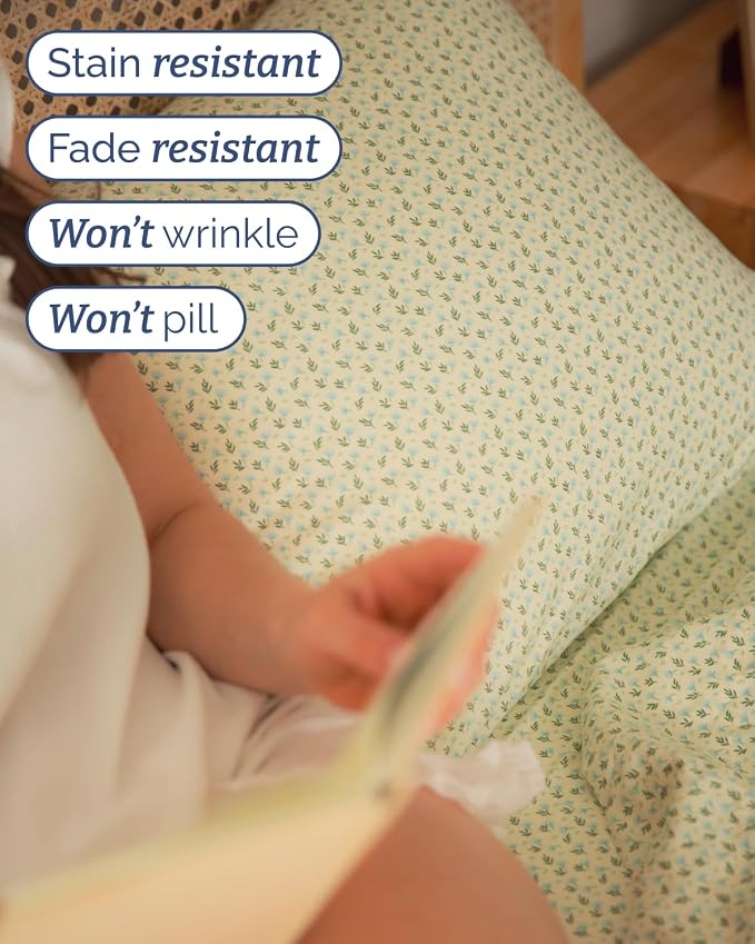 Twin XL 3 Piece Floral Sheet Set - Breathable & Cooling - Blue Petal Bloom | 1 Flat, 1 Fitted & 1 Pillowcase w/ Deep Pockets, Boho Botanical Floral Bedding, Breathable & Cooling, Wrinkle & Fade Free