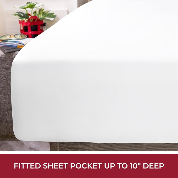 Mellanni Iconic 4-Piece, Ultra Soft Sheet Set (RV/Short Queen, White) | 10M+ Sleepers. Lab-tested: Sleeps Cool, Stays Bright, Strong, Smooth. Good Housekeeping Best Bedding, 7 yrs running.