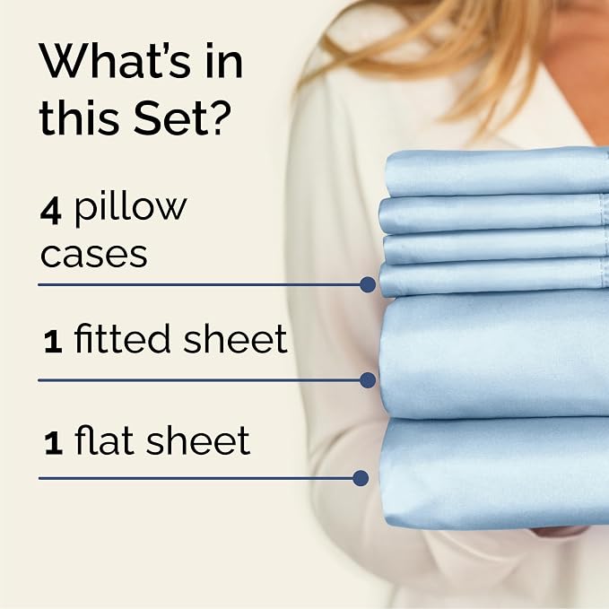 Cal King 6 Piece Bed Sheet Set - Breathable & Cooling Sheets - Baby Blue | Ultra-Soft Hotel Luxury Bedding Set with 8-16 Inch Deep Pockets, 1 Flat & 1 Fitted Sheet & 4 Pillowcases, Wrinkle & Fade Free