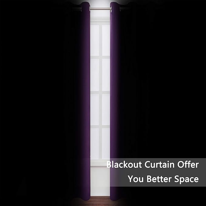 Blackout Curtains 66 x 84 inch/Purple Curtains Set of 2 Panels/Thermal Insulated Room Darkening Bedroom Curtains