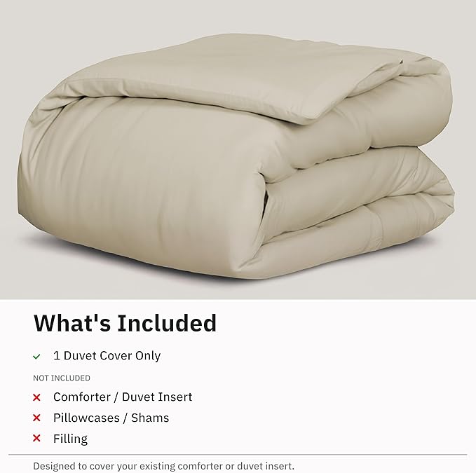 California Design Den Soft 100% Cotton Sateen Twin XL Duvet Cover, Beige | Duvet Cover Only, Comforter Not Included, Backed by Good Housekeeping Seal, Button Closure & Corner Ties