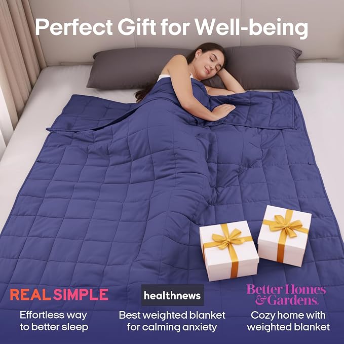 ZonLi Weighted Blanket for Adults (60"x80", 15lbs, Dusk Blue) | Queen Size High Breathability Cooling Heavy Blanket, Soft Material with Premium Glass Beads, All-Season, Easy Care