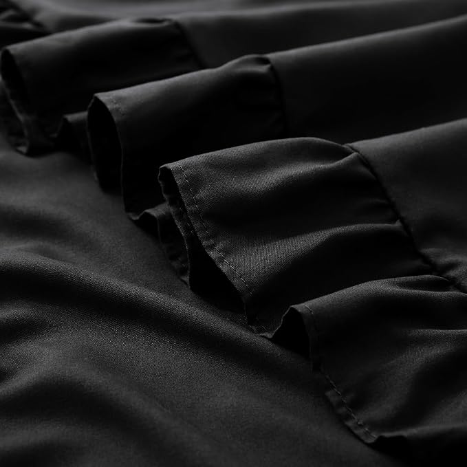 KKJIAF 2 Pack Ruffle Pillow Cases 24x24 Inches, Black | Square Ruffled Pillow Covers, Microfiber Wrinkle Resistant Pillow Shams with Envelope Closure for Sofa Bed Living Room