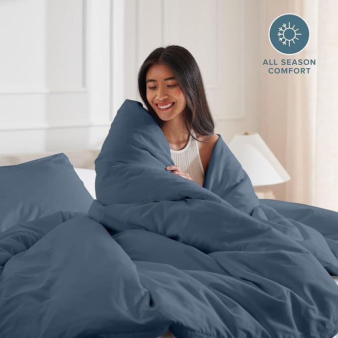 Bare Home Duvet Cover Set 1800 Ultra-Soft (Twin/Twin XL, Bering Sea) | Lightweight, Cooling, Breathable, Premium 1800 Ultra-Soft, All-Season