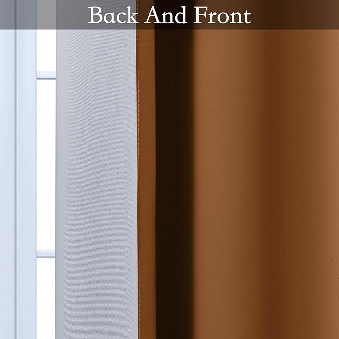 SimpleHome Ombre Burnt Orange to Grey White Curtains for Living Room 52x84L | Room Darkening Curtains for Bedroom,Gradient Light Blocking Curtain,Thermal Insulated Grommet Window Drapes,2 Panels,84 Inch