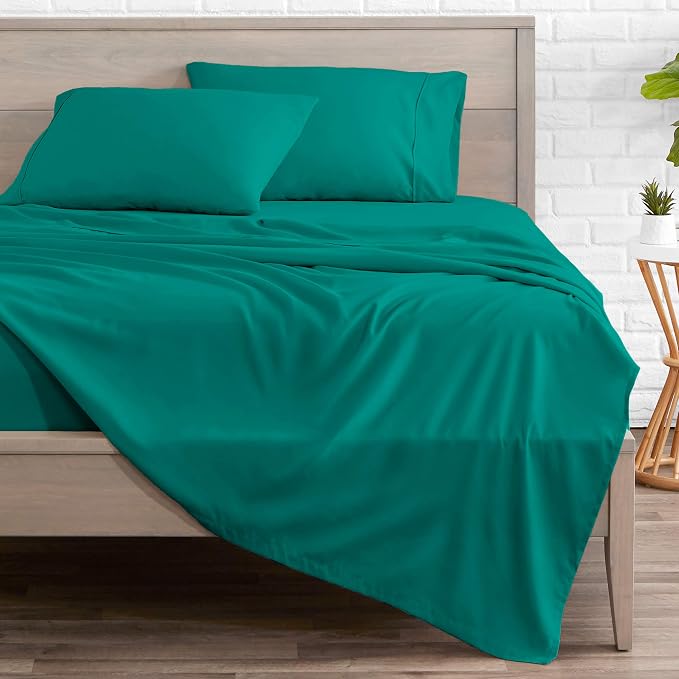 Bare Home Full Sheet Set - 1800 Ultra-Soft (Full, Emerald) | Deep Pockets 6 to 15 Inches, Breathable, Hypoallergenic, Hotel Luxury, Easy Fit, Soft, All-Season