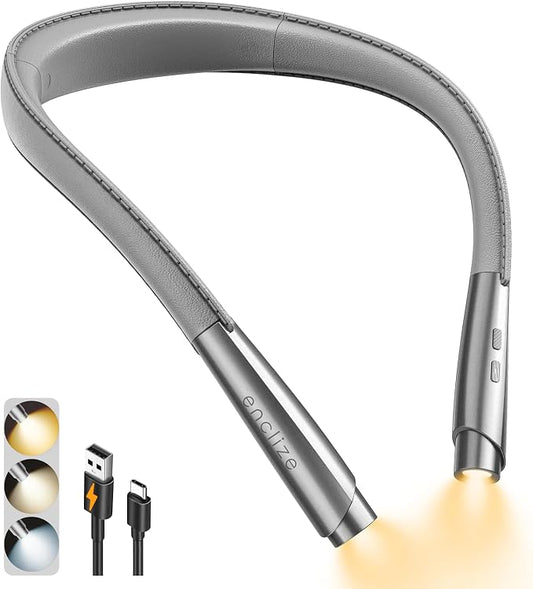 LED Neck Reading Light, Book Light for Reading in Bed, 3 Colors, 9 Brightness Levels, Lightweight Comfortable Design, Long Lasting, Perfect for Knitting,Crafting,Camping,Gray | 3 Color, 9 Brightness Levels, Lightweight Comfortable Design, Long Lasting,...
