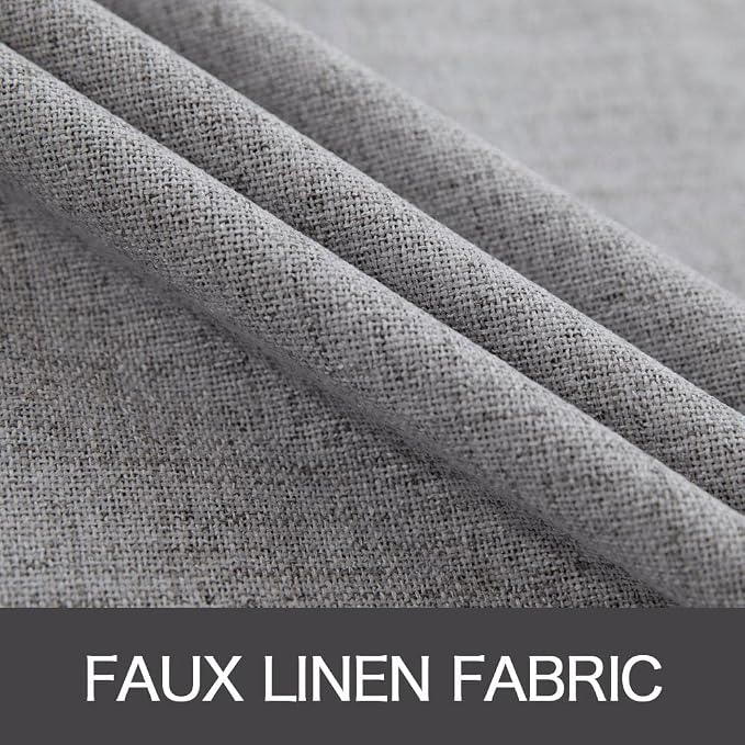 MIULEE 100% Blackout Linen Curtains for Bedroom 52x84 Inches Grey | Room Darkening, Light Blocking, Thermal Insulated, Grommet Top, Linen Textured, Window Curtains for Living Room, 2 Panels