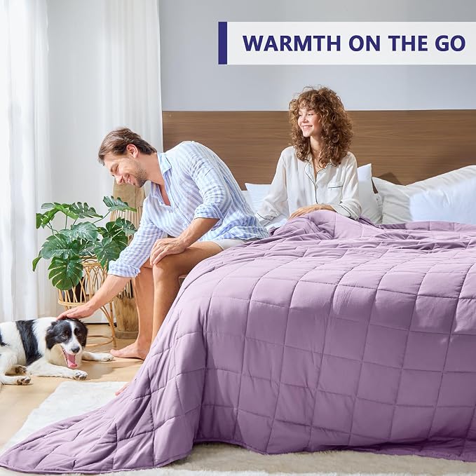 King Size Weighted Blanket for Adults (25 lbs, 80” x 87”, Purple) Cooling Heavy Blanket for Sleeping Perfect for 240-260 lbs, Breathable Blanket for Adults & Couple All Season, Machine Washable