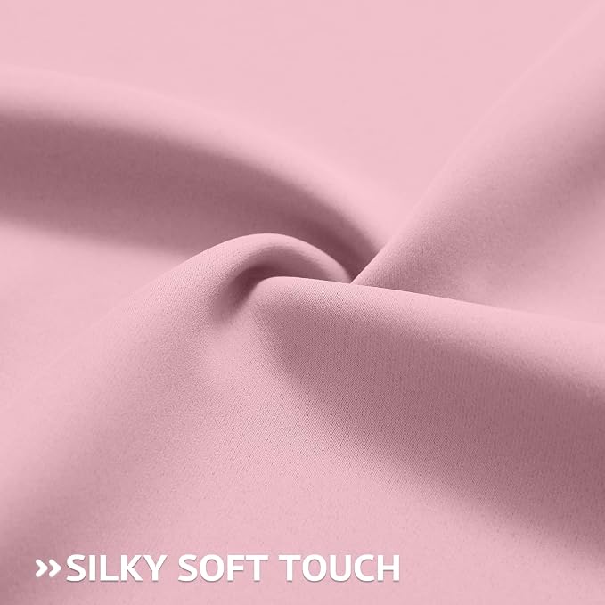 COSVIYA Grommet Room Darkening Pink Curtains 54 inch Length for Bedroom | Light Blocking Insulated Thermal Curtains for Living Room, Blackout Thick Polyester Window Drapes,52x54 inches, 2 Panels