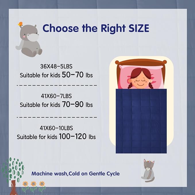 yescool Weighted Throw Blanket 3lbs, 36" x 48", Blue | Cooling Heavy Blanket, Perfect for 20-40 Lbs, Breathable Blanket With Premium Glass Beads, Machine Washable