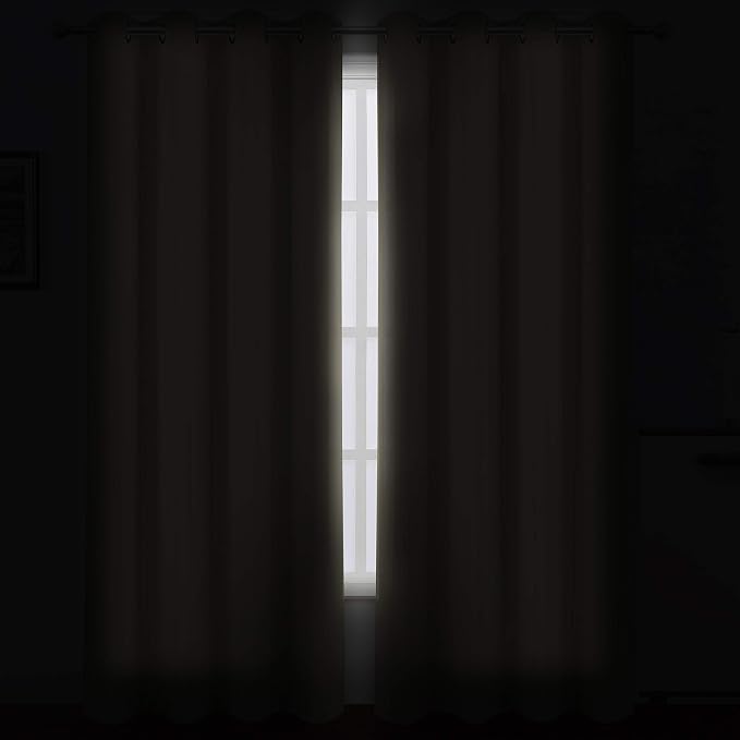 Beige Thermal Blackout Curtains/52 x 95 Inch/Set of 2 Panels Room Darkening Curtains for Bedroom