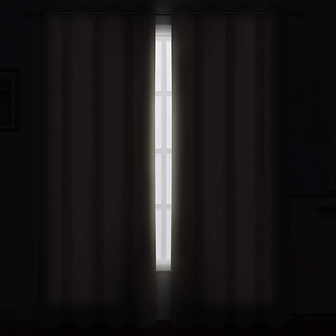 Blackout Curtains 52 x 84 Inch Long Beige Curtains Set of 2 Panels Room Darkening Curtains for Bedroom and Living Room