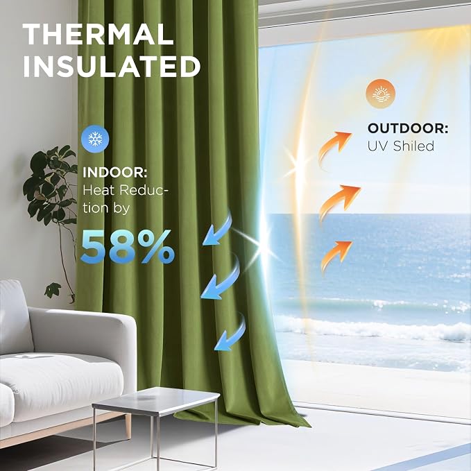 Joydeco 100% Blackout Curtains Velvet Black Out Curtain 120 Inch Drapes | for Bedroom Living Room, Heat and Light Blocking, Thermal Insulated Luxury Heavy Duty Curtain 2 Panels Grommet Top