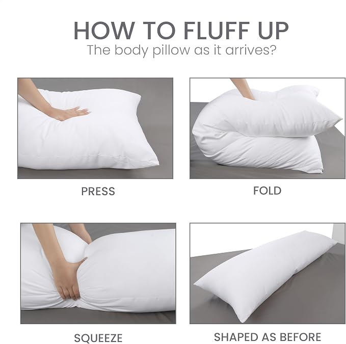 Utopia Bedding Full Body Pillow for Adults (White, 20 x 54 Inch), Long Pillow Insert for Sleeping, Ideal for Side Sleepers (Pack of 6)
