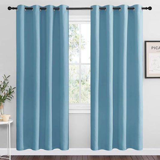 NICETOWN Teal Blue Blackout Curtains 78 inches Length for Living Room, 2 Panels, 55" Wide, Thermal Insulated Decoration Drapes for Bedroom Window