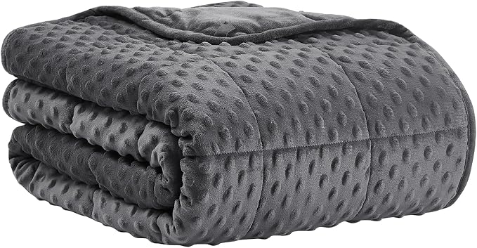 CuteKing Weighted Blanket - Weighted Blanket with Premium Glass Beads - Heavy Blanket Crystal Velvet for Comfort Sleep - Thick Blanket All Season (20lbs, 48"x72", Grey Bubble)