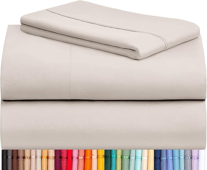 LuxClub Twin Size Sheets Set, Cooling & Soft Deep Pocket Bed Sheets, 3PC | LuxClub Silky Fitted Sheet & Pillowcase Sets, Breathable Hotel Luxury Bedding for Mattress Wrinkle Free, Linen