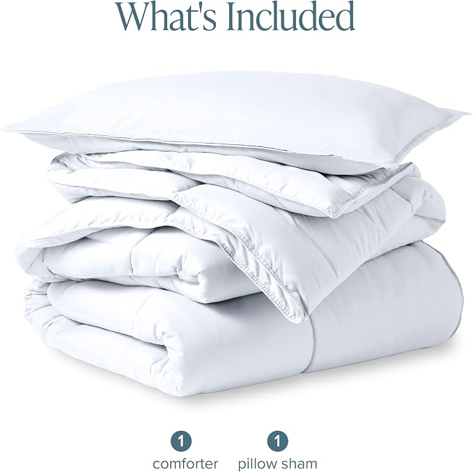 Bare Home Comforter Set - 1800 Ultra Soft (Twin/Twin XL, White) | All-Season, Breathable, Hypoallergenic, Premium 1800, Warm, Cozy
