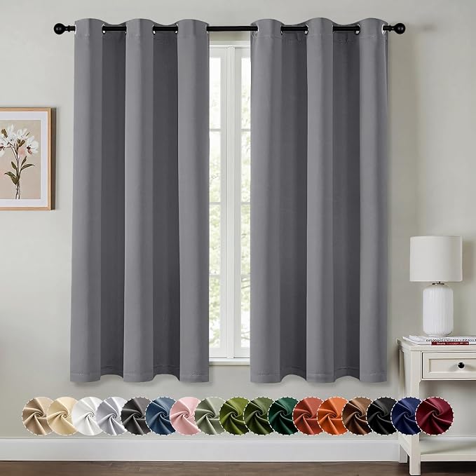 MIULEE Blackout Curtains for Bedroom 2 Panels 40 x 54 Inch Long Light Gray | Thermal Insulated, Living Room Darkening Grommet Drapes, Noise Reducing, Light Blocking Window Treatments
