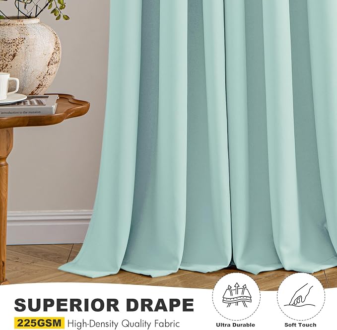 MIULEE Blackout Curtains for Bedroom 2 Panels 40 x 84 Inch Long Aqua | Thermal Insulated, Living Room Darkening Grommet Drapes, Noise Reducing, Light Blocking Window Treatments