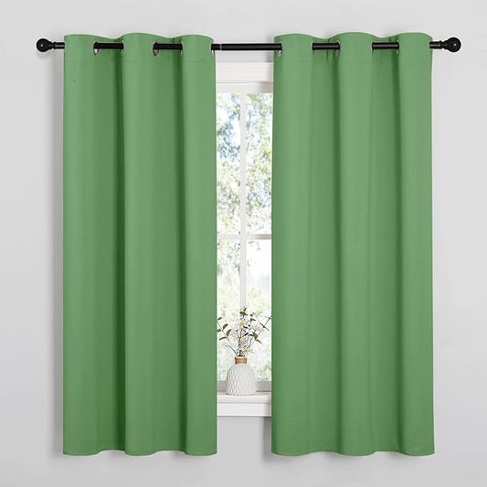 NICETOWN Forest Green Blackout Curtains, 2 Panels, 42" x 48" | Thermal Insulated Decoration Drapes for Laundry Room Short Window