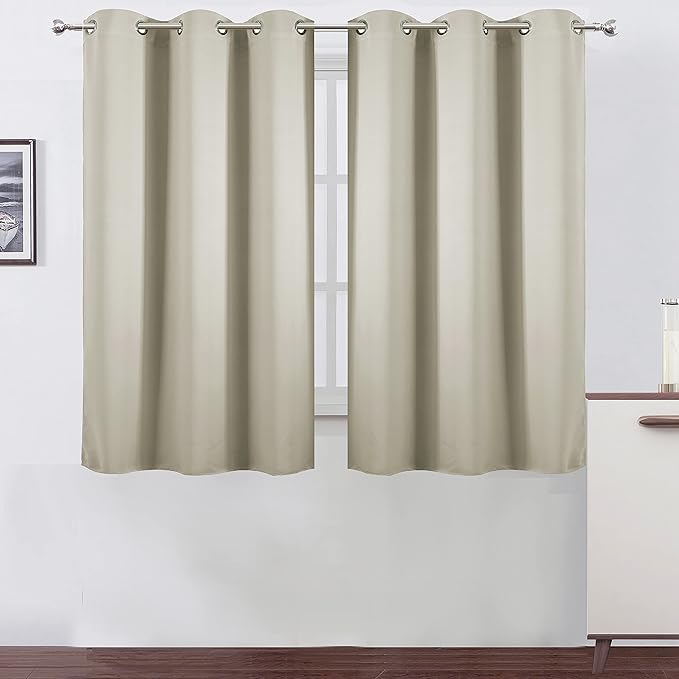 Light Beige Thermal Blackout Curtains/38 x 54 Inch/Set of 2 Panels Room Darkening Curtains for Bedroom