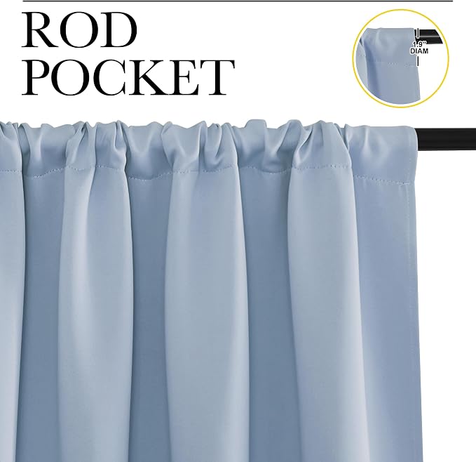 NICETOWN RV Bunk Curtains, Vintage Blue, 2 Panels, W42 x L30 -Inch, Kitchen Window Curtains Over Sink, Thermal Insulated Rod Pocket Blackout Blinds & Drapes for Small Windows