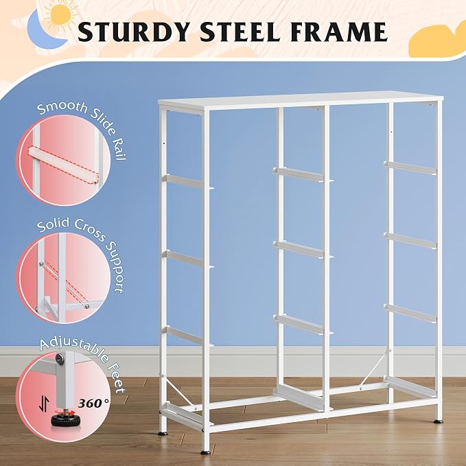 WLIVE 8 Drawer Fabric Dresser for Bedroom, Tall Storage Tower, Pink | Pink 8-drawer tall storage tower with fabric bins and wood tabletop, breathable non-woven, perfect for bedroom closet dorm