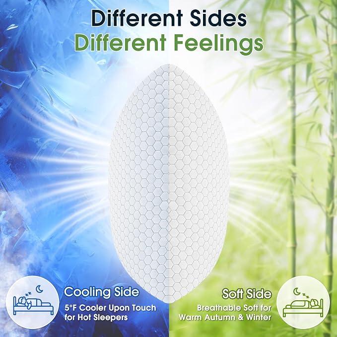 CushyOasis Cooling Pillow for Sleeping, Pillows King Size Set of 2, Gray | CertiPUR-US Shredded Memory Foam Pillows, Cool Bed Pillow for Hot Sleepers, Adjustable Firm for Side, Back, Stomach Sleepers