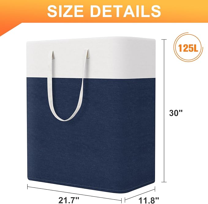 TasticTotes Laundry Basket 3-Pack, Laundry Hamper, 125L-Blue | Clothes Laundry Hamper, Collapsible Laundry Basket, Freestanding laundry hamper with Handles for Home or Dorm