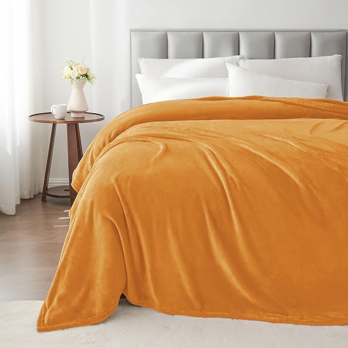 BEDELITE Fleece Blanket Soft Fall King Bed Blanket Burnt Orange 108"x90" | Ultra Soft Fleece, Plush Microfiber, Lightweight Warmth, Fall Decor, Fade Resistant, Machine Washable, Perfect for Bed
