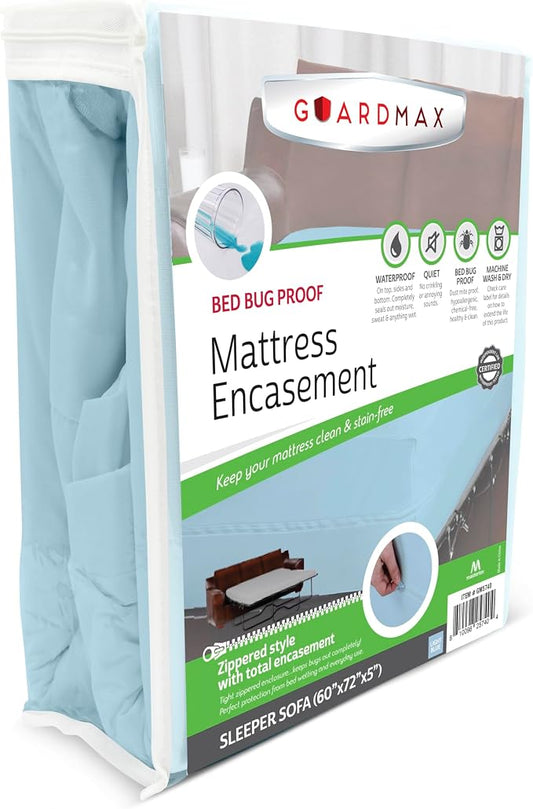 Guardmax Sleeper Sofa Mattress Protector Zippered, Bed Bug Mattress Cover | Waterproof, Dust Mite Proof, 6-Sided, Soft Jersey Knit, Machine Washable, Sleeper Sofa - 60 x 72, up to 6" Deep