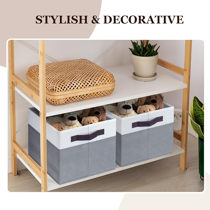 12 Pack Large Storage Baskets for Shelves | Fabric Closet Organizers and Storage Bins with Handles for Home Organization | Decorative Collapsible Basket for Organizing Clothes Toy Nursery