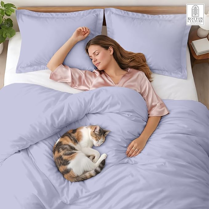 Kotton Culture 3 Pc 120"x120" Duvet Cover Set Super King Plus/Super Oversize King 100% Egyptian Cotton-600 TC Comforter Cover,Zipper Closure & Corner Ties Fits Only Extra Large Inserts-Cornflower Blue