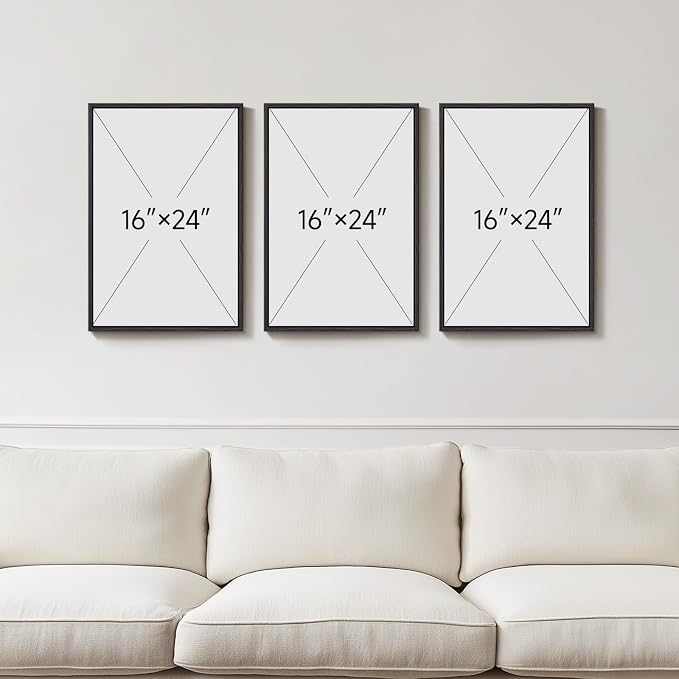 Framed Blue and Gray Abstract Modern Wall Art, 3 Piece Set, 16x24 In | Minimalist color block pictures, Canvas prints, Wood frame, Artwork for walls, Wall decor for living room dining room bedroom