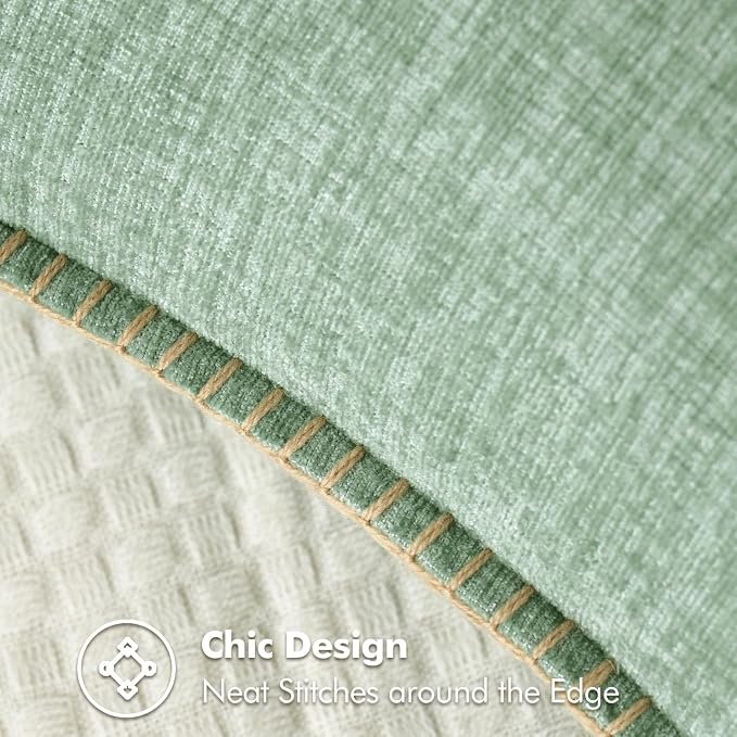 MIULEE Decorative Couch Throw Pillow Covers 18x18 Inch Greyish Green 2 Pack | Farmhouse Pillow Covers with Stitched Edge, Soft Chenille Cushion Cases, for Sofa Bed Living Room Home Decor