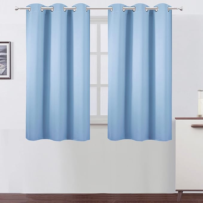 Sky Blue Blackout Curtains/38 x 54 Inch/Set of 2 Panels Thermal Insulated Room Darkening Curtains for Bedroom