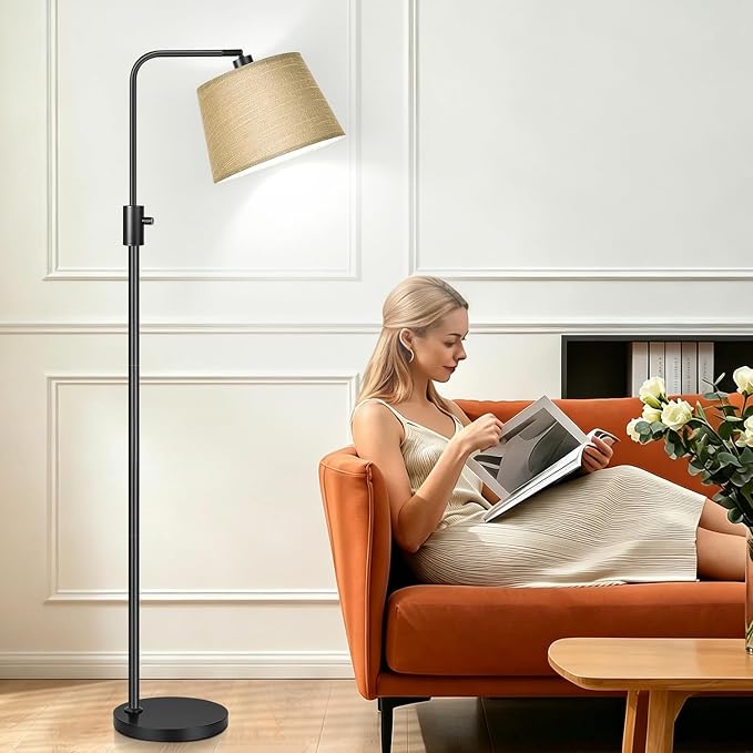 Nintiue Dimmable Floor Lamp, 1000 LM LED Edison Bulb Included, Arc Floor Lamps for Living Room Modern Standing Lamp Tall Lamps for Living Room Bedroom-Champagne
