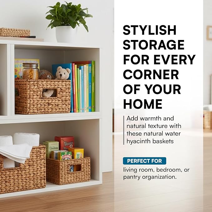 Honey-Can-Do Woven Water Hyacinth Wicker Storage Baskets, Nesting Set of 3