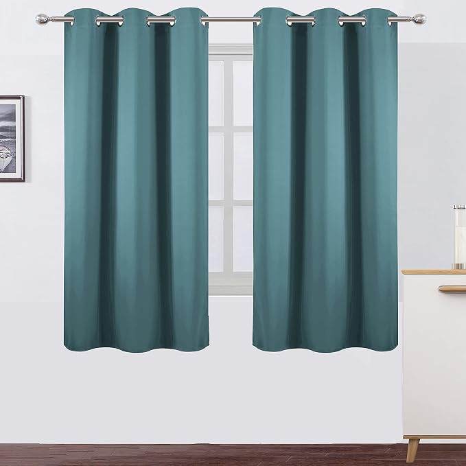 Sea Teal Thermal Blackout Curtains/42 x 63 Inch/Set of 2 Panels Room Darkening Curtains for Bedroom