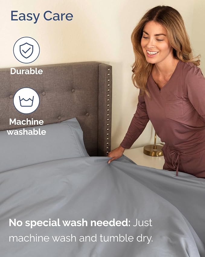 Extra Deep Flex Top Split Head King Sheet Set - 6 Piece Breathable and Cooling Sheets - Hotel Luxury Bedding for Women, Men, Kids & Teens - Easy Secure Fit - Extra Deep Pockets - Steel Blue