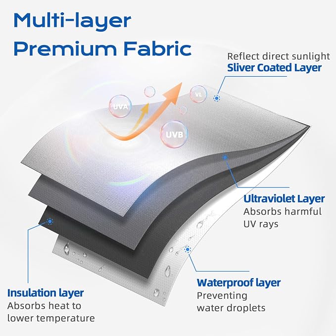 Blackout Curtains for Bedroom, 100" x 58" Portable Blackout Blinds No Drill | 100% Blackout Window Cover with Hook&Loop Strip, Temporary Blackout Shades, Blackout Window Film for Nursery Travel RV- White