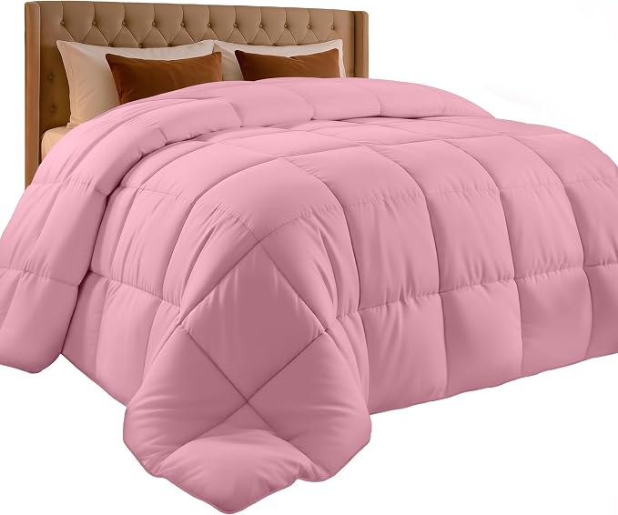 Utopia Bedding Queen Comforter, Duvet Insert, Pink, 88 x 88 Inches | Soft and Fluffy Down Alternative Bed Comforter, All Season, Breathable, Corner Tabs, Box Stitched, Durable, Machine Washable